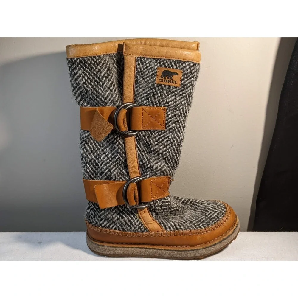Womens Sorel Chipahko Blanket Wool Mid Calf Winter Boots Size 5 NL1972-286 - Picture 7 of 8